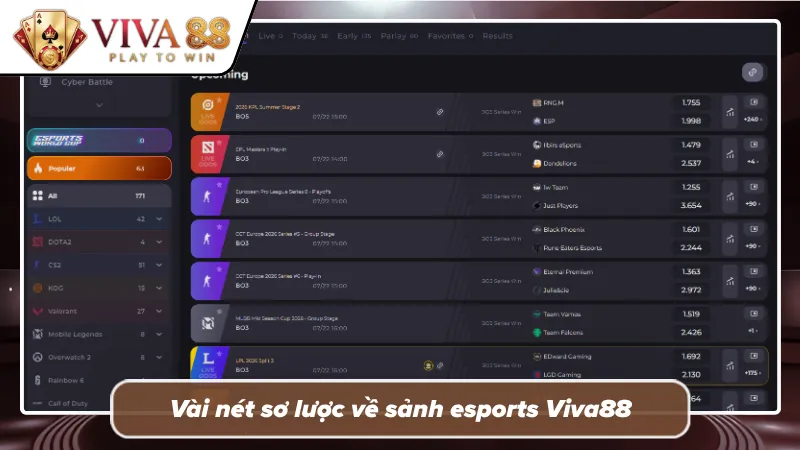 Trải nghiệm sân chơi cá cược esports sôi động